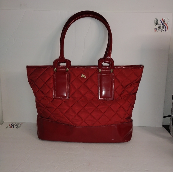 Burberry Red Shoulder Bag Quilted Large Grande Tote Bag Made In Italy Authentic - Picture 3 of 16